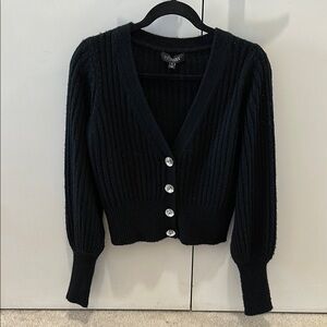 Intermix Black Ella Jewel Button Wool Cardigan Women's Sweater Size XS